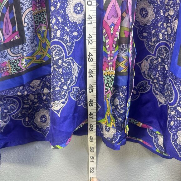 Johnny Was Medium Demarne Xyla Abstract 100% Silk Dress Pockets Colorful Boho - Picture 14 of 14